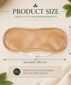 Lifestyle image of a woman wearing a reusable castor oil neck pack, designed for comfortable use around the neck to support relaxation and soothe everyday neck discomfort and stiffness.