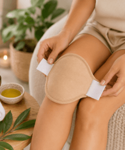 castor oil knee pack, castor oil wrap, knee castor oil pack, reusable knee wrap, adjustable castor oil pack, natural knee care.