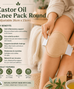 castor oil knee pack, castor oil wrap, knee castor oil pack, reusable knee wrap, adjustable castor oil pack, natural knee care.