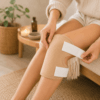 Castor Oil Knee Pack with soft inner layer, waterproof outer layer and adjustable elastic straps for comfortable use.