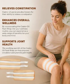 Castor oil pack wrap for targeted wellness support, adjustable castor oil wrap