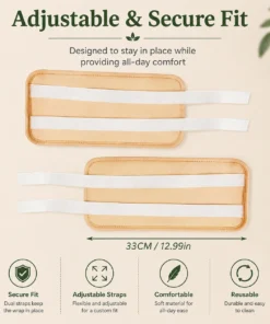 Castor oil pack wrap for targeted wellness support, adjustable castor oil wrap