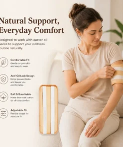 Castor oil pack wrap for targeted wellness support, adjustable castor oil wrap