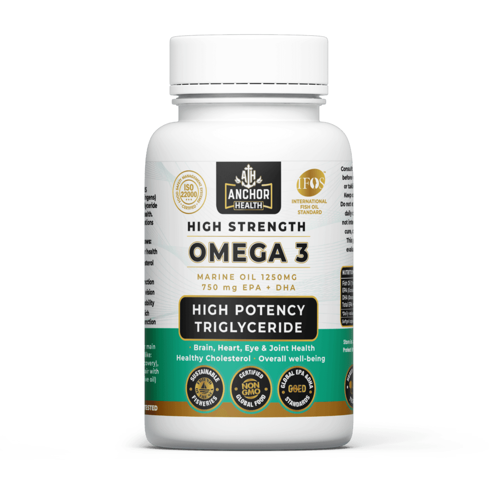 Omega-3 Marine Oil 1250mg high strength EPA DHA supplement capsules